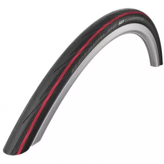 Покрышка Schwalbe "LUGANO" 700x25C, K-Guard, черная, с красными полосами