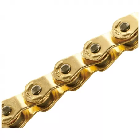 Цепь 1 скорость, KMC HL1-W, 100 звеньев, с замком, цвет золотистый