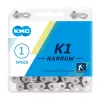 Цепь 1 скорость, KMC K1-N, BMX, 112 звеньев, с замком, цвет серебристый, черный