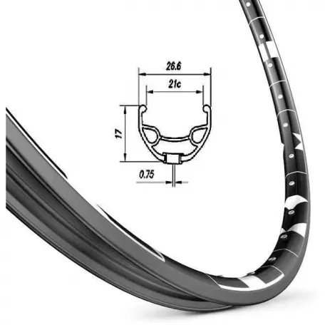 Обод MACH1 "KARMA DISC", 26" (559х21С), 32отв, пистонир., черный, под AV вентиль, 490г