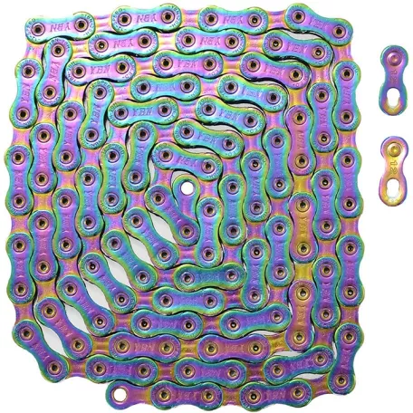 Цепь 12 скоростей, YBN MK12e, 126 звеньев, цвет радужный