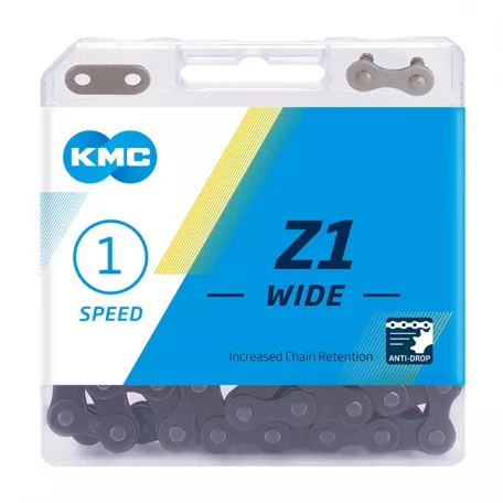 Цепь 1 скорость, KMC Z1 Wide, 112 звеньев, с замком, коричневая