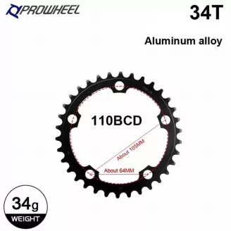 Звезда передняя Prowheel, 34T, 5 отв, 110 bcd, 9-10 ск, Al