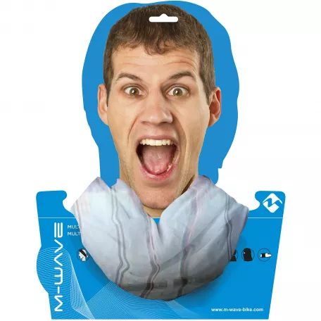 Бандана M-WAVE, Multitube WHITE n STRIPES, дышащий полиэстер с микрофиброй 24х48 см, белая