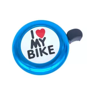 Звонок алюм./пласт., синий "I love my bike"
