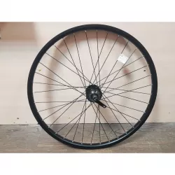 Колесо 26, переднее, обод черный YKL-D24, втулка черн. 6 б. QR, спицы сталь