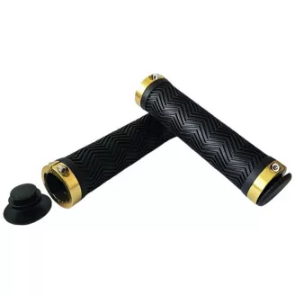 Грипсы Favorit, DY-N169BK, длина 130 мм, чёрные, золотые фиксаторы