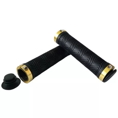 Грипсы Favorit, DY-N169BK, длина 130 мм, чёрные, золотые фиксаторы