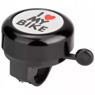 Звонок алюм./пласт., чёрный "I love my bike"