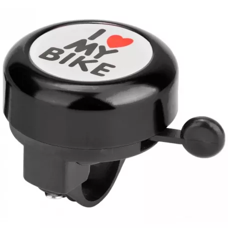 Звонок алюм./пласт., чёрный "I love my bike"