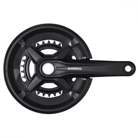 Система Shimano MT210, 2x9 ск, 46/30t, 175 мм, инт. вал., 46/30, с защитой., цвет черный