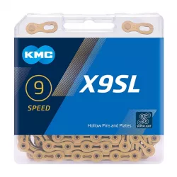 Цепь 9 скоростей, KMC X9SL, Ti-N Gold, 116 звеньев, с замком