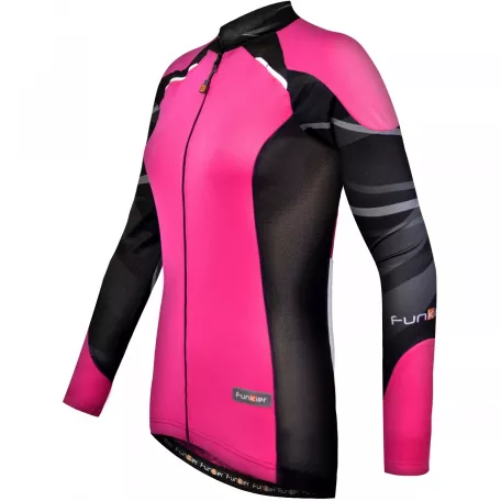 Велофутболка женская Firenze С ДЛИННЫМ РУКАВОМ JW-730-7-LW Pink Black Women Active черно-розовая L