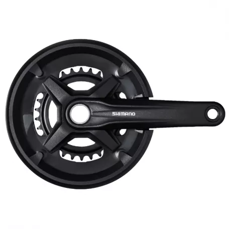 Система Shimano MT210, 2x9 ск, 46/30t, 170 мм, инт. вал., 46/30, с защитой., цвет черный