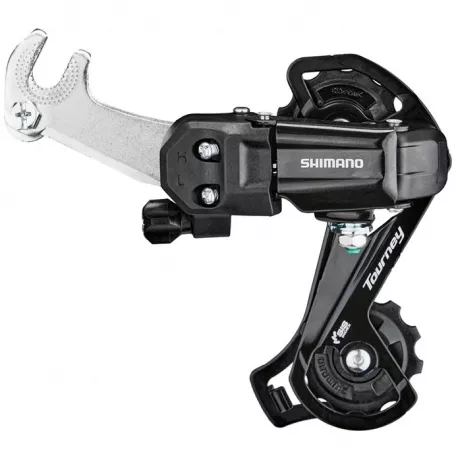 Переключатель задний Shimano Tourney, RD-TY200, GS, 6, 7 cк, на ось, черный