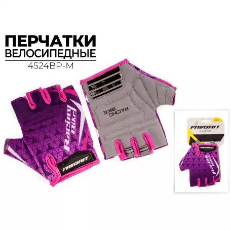 Перчатки велосипедные Favorit, р-р M, цвет розовый, черный