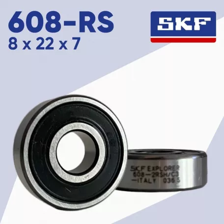 Подшипник  608-2RS (SKF), 8x22x7 мм ролики, скейты, самокаты