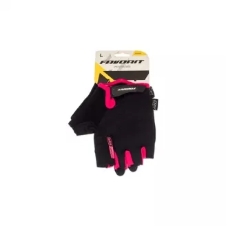 Перчатки велосипедные Favorit с гелем, р-р L, цвет черный, розовый