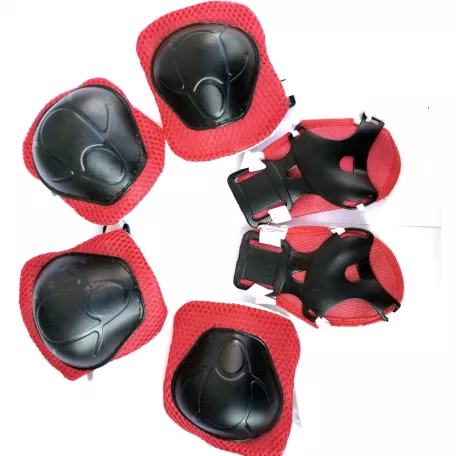 Комплект защиты (наколенник, налокотник, наладонник) для детей от 4 до 14 лет, YANJUN YJ-002, цвет черный/красный