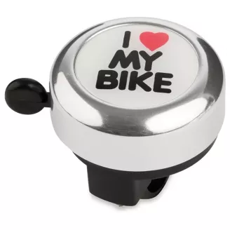 Звонок алюм./пласт., серебр. "I love my bike"