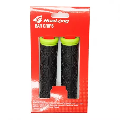 Грипсы (ручки на руль) Hualong HL-HL-G35B, длина 120 мм, черно-зелёные